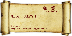 Miler Béni névjegykártya